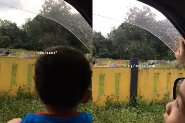 viral video bocah teriak panggil 039bunda039 di kuburan aksinya bikin haru