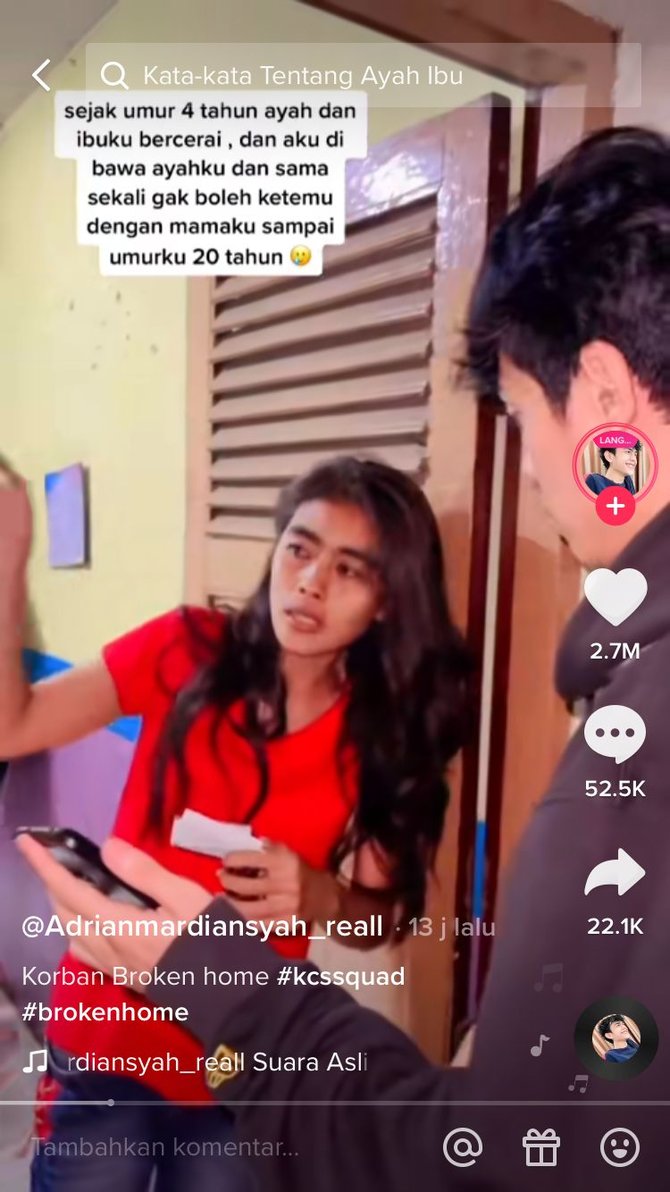 momen haru anak cari alamat dan bertemu ibu kandungnya