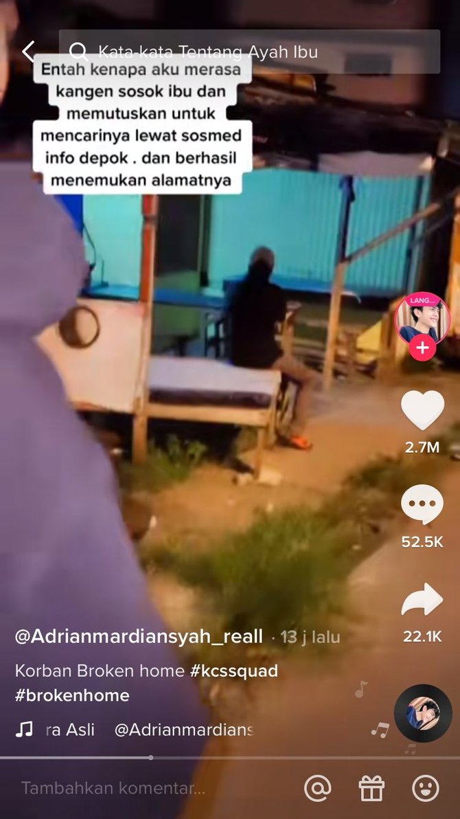 momen haru anak cari alamat dan bertemu ibu kandungnya