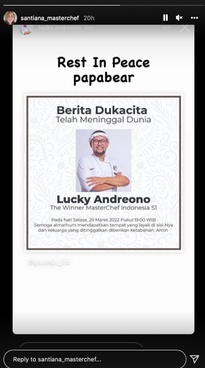 lucky andreono meninggal dunia juri dan alumni masterchef indonesia tulis ungkapan duka