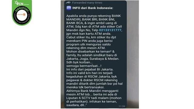 cek fakta hoaks stiker call center di mesin atm bisa rekam pin dan kuras tabungan