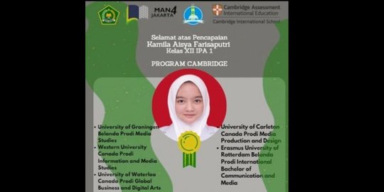 Diterima 6 Universitas Dunia, Ini Rahasia Belajar Kamila Aisya Siswi Madrasah Jakarta