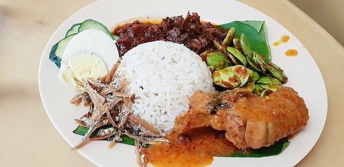 ilustrasi nasi lemak malaysia