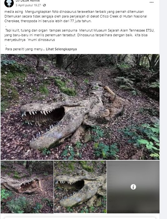 cek fakta hoaks mumi dinosaurus appalachiosaurus ditemukan di tennessee