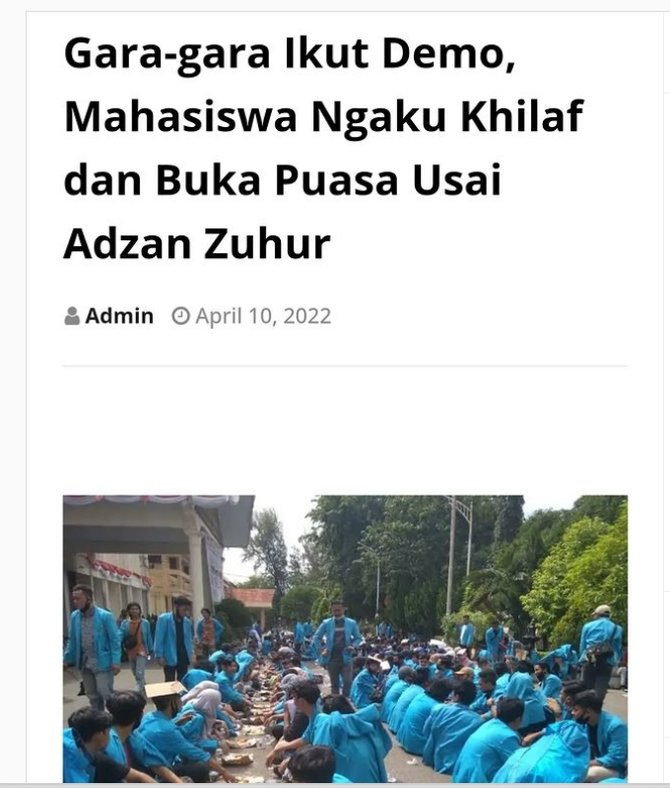 cek fakta tidak benar foto mahasiswa buka puasa usai azan zuhur karena ikut demo