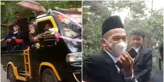 Cerita Unik Pernikahan Adat Sunda, Maharnya Seekor Sapi dan Pengantinnya Naik Pick Up