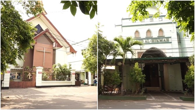 masjid al hikmah dan gereja kristen jawa gkj joyodiningratan di kota solo jawa tengah
