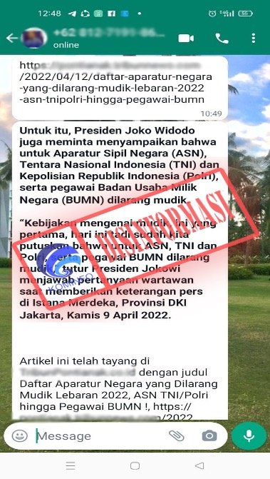 cek fakta tidak benar pns dilarang mudik lebaran 2022