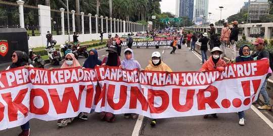 Protes Harga Sembako Kian Mahal, Kaum Ibu Rumah Tangga Ikut Demo di Depan DPR