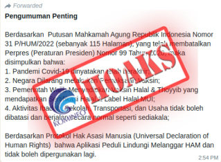 tidak benar poin putusan ma no 31 phum2022 menyatakan pandemi berakhir