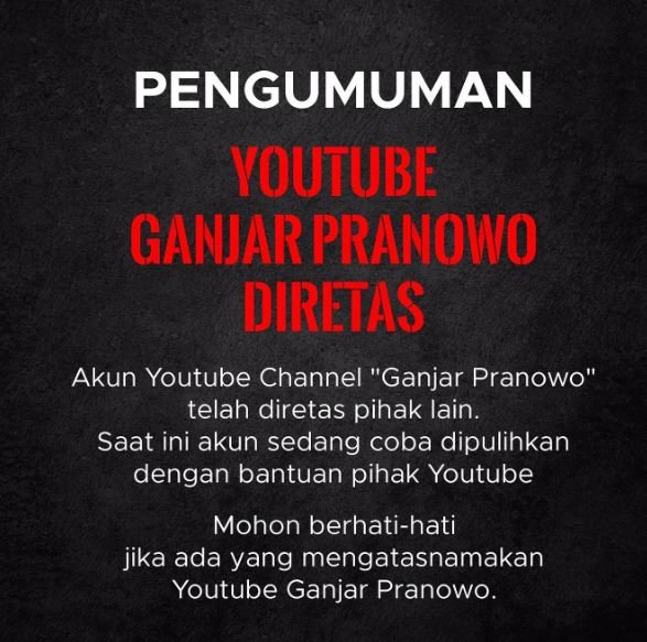 kanal youtube ganjar pranowo diretas