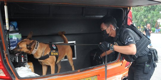 Antisipasi Peredaran Narkoba, Anjing Pelacak K9 Periksa Barang Pemudik