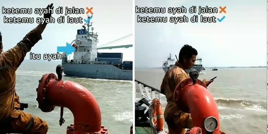 Sama-sama Bekerja di Kapal, Pemuda Ini Temui Ayahnya dengan Cara Unik di Laut