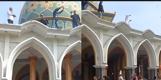 Viral Pemudik Hamburkan Uang dari Atap Masjid, Diserbu Warga