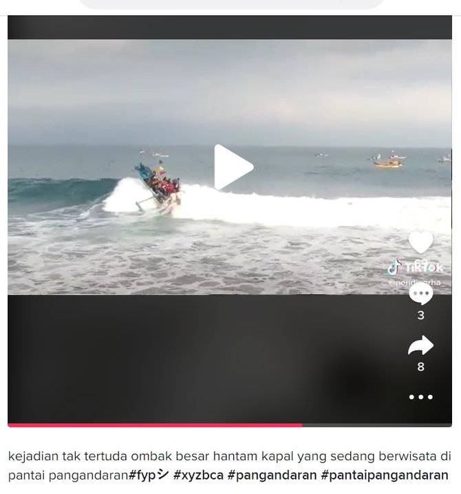 video perahu dihantam ombak bukan di pantai pengandaran