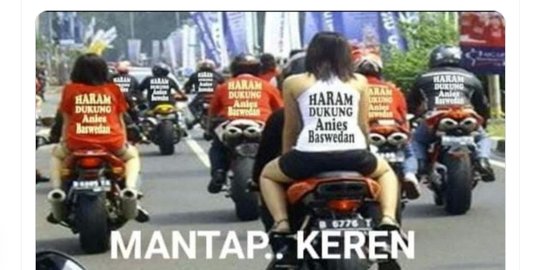 CEK FAKTA: Hoaks Foto Rombongan Pemotor Pakai Baju 'Haram Dukung Anies Baswedan'