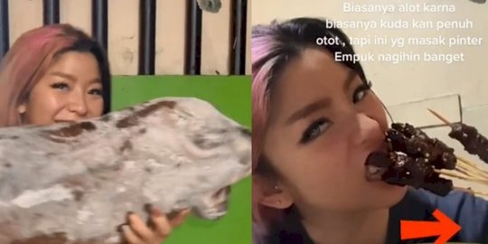 Viral Aksi Wanita Cantik Makan Kepala Kuda, Sebut Dagingnya Super Empuk