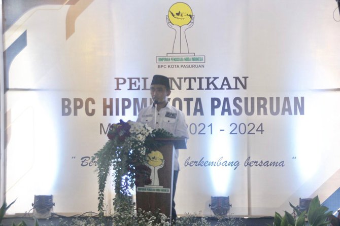 wakil wali kota pasuruan adi wibowo hadiri pelantikan bpc hipmi