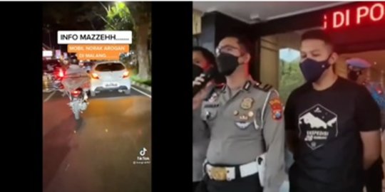 Bang Jago Bawa Mobil Pakai Strobo Ugal-ugalan di Jalan, Ditilang Nunduk & Minta Maaf