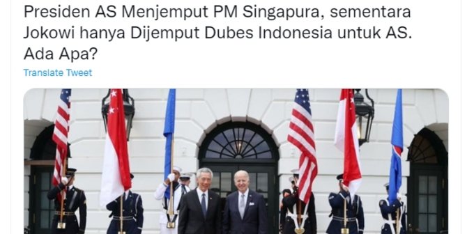 CEK FAKTA: Tidak Benar Narasi PM Singapura Disambut Joe Biden, Sedangkan Jokowi Tidak