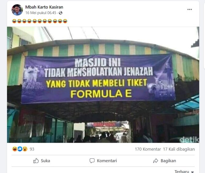 cek fakta hoaks spanduk 039masjid tolak salat jenazah yang tak beli tiket formula e039