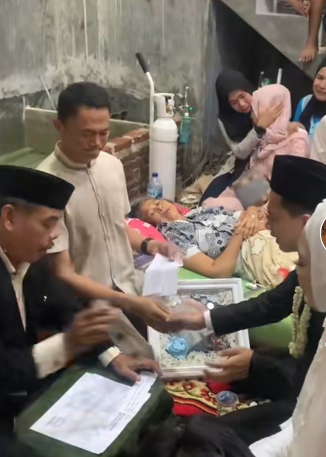 viral mempelai menikah di hadapan ibunda yang tengah sakit penuh tangisan