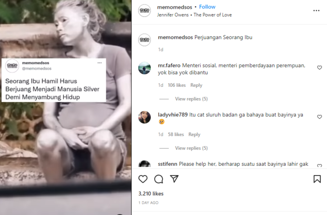 bikin nyesek ibu hamil ini rela jadi manusia silver demi bertahan hidup