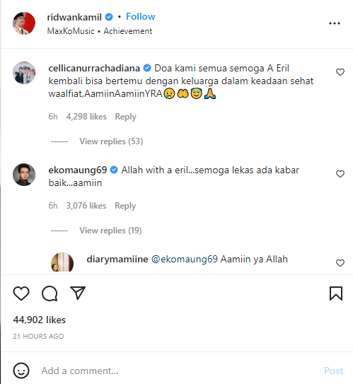 ucapan doa untuk anak ridwan kamil dari publik