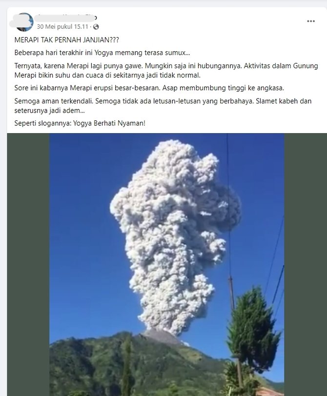 tidak benar foto gunung merapi erupsi besar 30 mei 2022