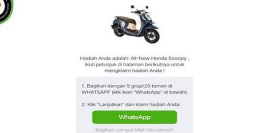 CEK FAKTA: Hoaks Honda Bagi-Bagi All New Scoopy Gratis Lewat WhatsApp