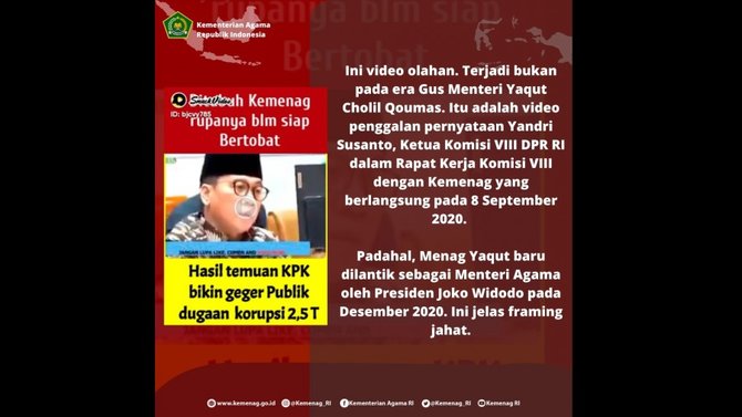 tidak benar video ketua komisi viii marahi menag yaqut cholil