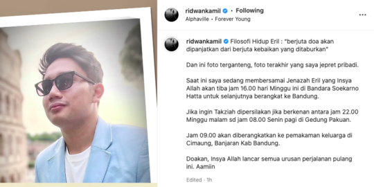 Foto Terganteng Eril, Jepretan Terakhir dari Ridwan Kamil