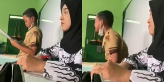 Momen Kocak Siswa SD saat Maju ke depan Kelas, 'Salting' Dipandangi Bu Guru