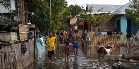 50 Rumah dan 280 Tambak Bandeng Warga Bima Terendam Banjir Rob