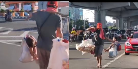 Viral Pedagang Jualan Keliling Sambil Panggul Putranya, Bikin Haru