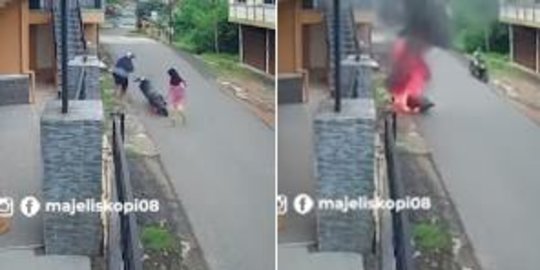 Bikin Panik, Motor Wanita Ini Terbakar Habis Diduga Gara-gara Simpan HP di Jok