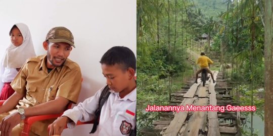 Potret Jalanan Anak SD Bone ke Sekolah, 4 Jam Lewati Jembatan Gantung & Bukit Terjal