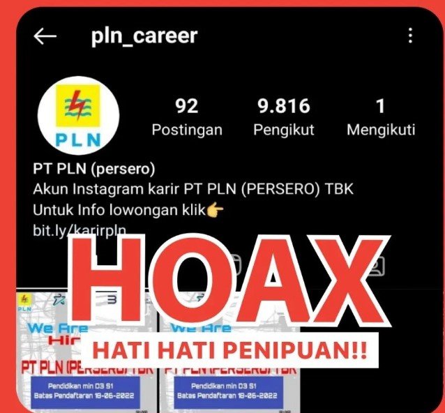 waspada akun instagram palsu pln infokan lowongan kerja