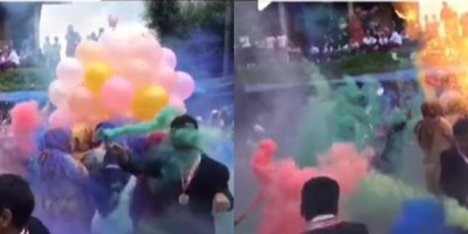 Video Viral, Acara Perpisahan Siswa Balon Gas Hidrogen Meledak