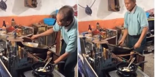 Video Viral Pria Tua Penjual Nasi Goreng Asyik Joget Sambil Memasak