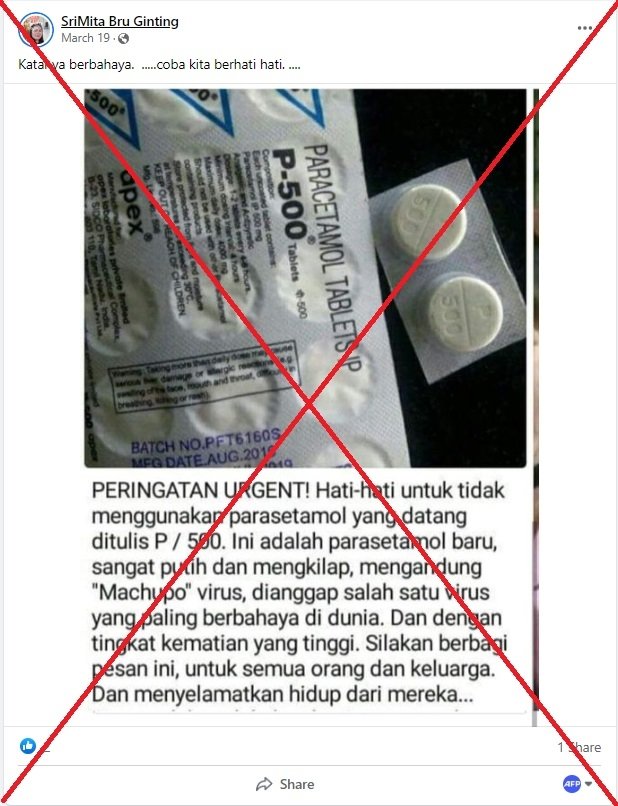 cek fakta hoaks parasetamol mengandung virus machupo