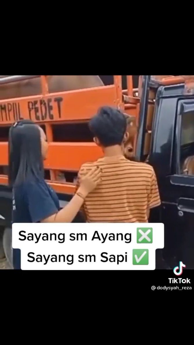 pria tangisi sapinya yang laku terjual