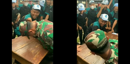 Anak SMA 'Super Kuat', Kalahkan Anggota TNI Adu Panco Sambil Ketawa Riang