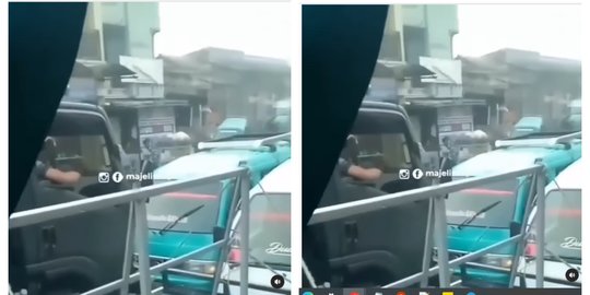 Momen Angkot Hadap-Hadapan dengan Truk TNI, Sampai Hadang Ambulan Lewat