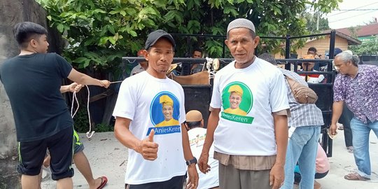 Warga Riau Potong Hewan Kurban Pakai Kaus Anies Baswedan: Jadi Semangat Kerja