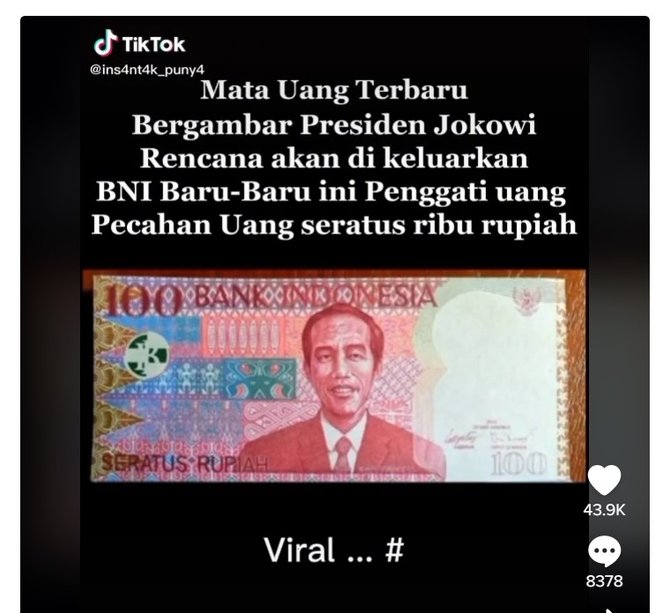 cek fakta hoaks mata uang pecahan rp100 bergambar jokowi