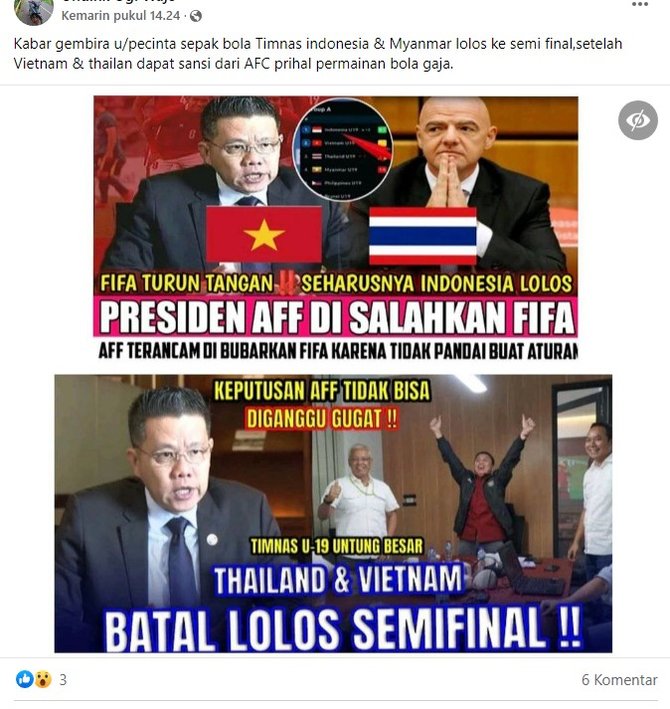 cek fakta timnas thailand dan vietnam batal lolos semifinal aff u 19 cek faktanya