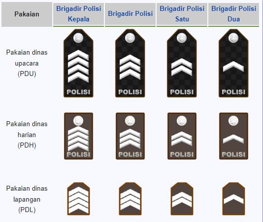 pangkat polisi bintara brigadir polisi