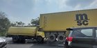 Truk Tangki Seruduk Trailer di Tol Merak-Jakarta, Satu Orang Tewas