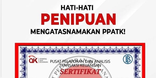 CEK FAKTA: Hoaks PPATK Keluarkan Sertifikat Keamanan Dana Investasi